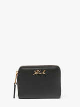 Portefeuille K Signature Leder Karl lagerfeld Zwart k signature A1W32105