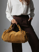 Schoudertas Folk Leder Gerard darel Geel folk DCS01407-vue-porte