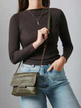 Cross Body Tas Felizia Leder Pieces Groen felizia 17116820-vue-porte