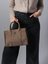 Schoudertas Velours Le voyage en panier Bruin velours AHP242-vue-porte
