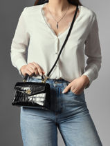 Cross Body Tas Small Farrah Croco Leder Lauren ralph lauren Zwart farrah 31974462-vue-porte