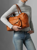 Shoppingtas Fatima Leder Pieces Bruin fatima 17090746-vue-porte