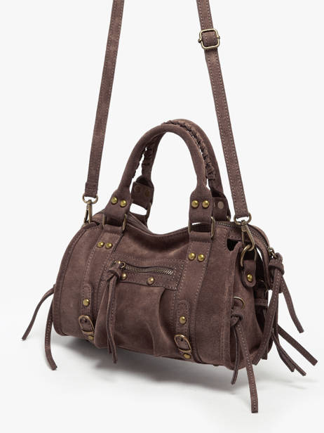 Cross Body Tas Velvet Leder Milano Bruin velvet VE24093 ander zicht 2