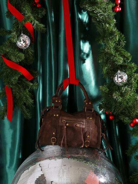 Cross Body Tas Velvet Leder Milano Bruin velvet VE24093 ander zicht 5