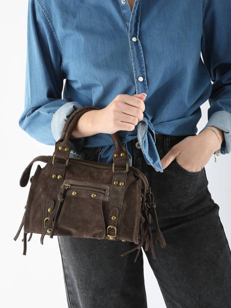 Cross Body Tas Velvet Leder Milano Bruin velvet VE24093 ander zicht 1