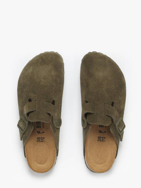 Slippers Boston Uit Leder Birkenstock Groen accessoires 1024714 ander zicht 3
