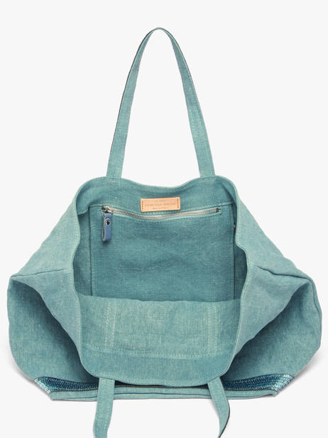 Handtas L Le Cabas Linnen Pailletten Vanessa bruno Blauw cabas lin 31V40315 ander zicht 4