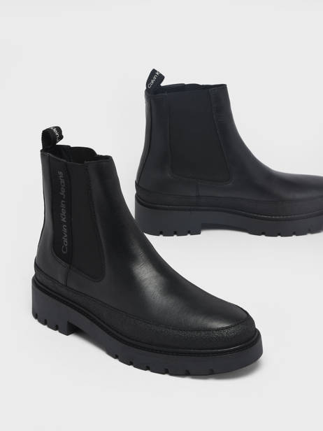 Chelsea Boots Combat Mid Uit Leder Calvin klein jeans Zwart men 545BDS ander zicht 2